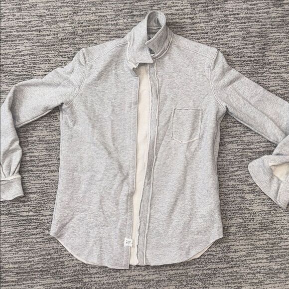 New Frank and Eileen- EILEEN Sweatshirt Button-Up Triple Fleece Gray Melange XS - Picture 9 of 15